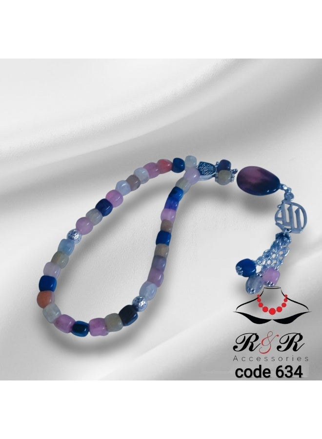 Rosary made of 33 natural agate squares